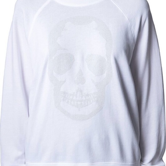 Zadig + Voltaire NWT Skull Studs White Sweatshirt Sm NEW - Picture 11 of 11